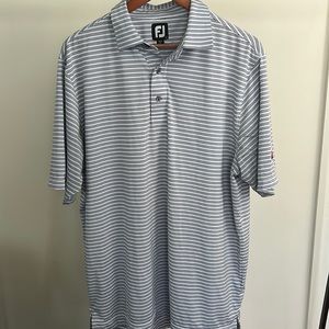 Lavender, White, & Black Striped FootJoy golf polo, Fall River Country Club logo